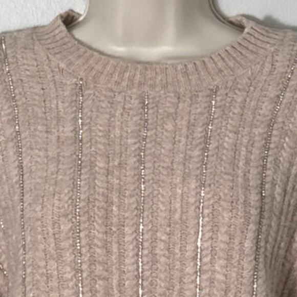 Nine West Chain Shine Sweater Oatmeal Heather Size S - Picture 6 of 8